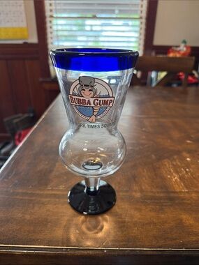 Bubba Gump Blue Rim Hurricane Glass - in good used condition
